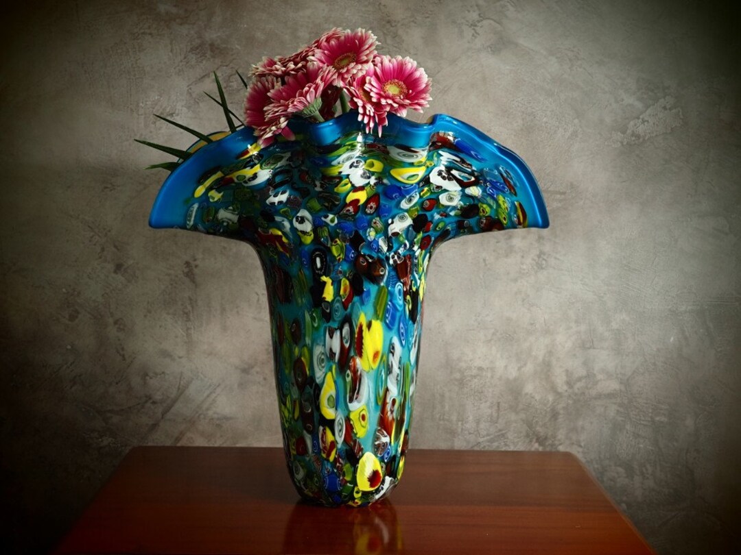 Amazing and Beautiful Blue Vase Large Muranostyle Glass Etsy UK