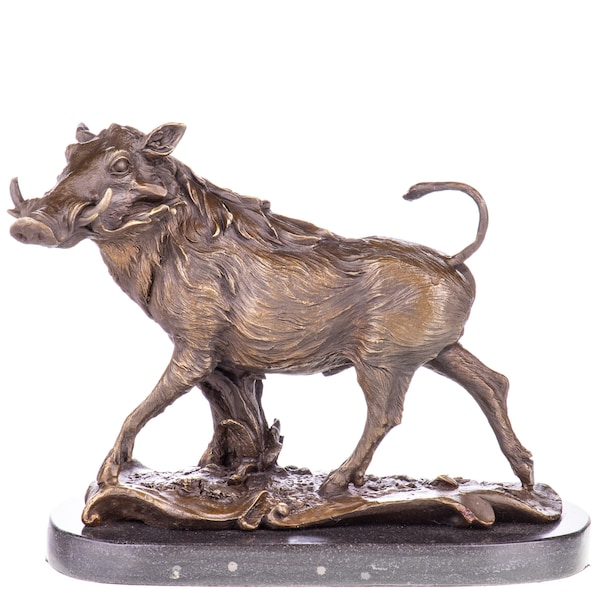 Signed Barye Bronze Warthog Sculpture - Captivating Wildlife Art - Warthog, Bronze Sculpture, Decor, Animal Figure