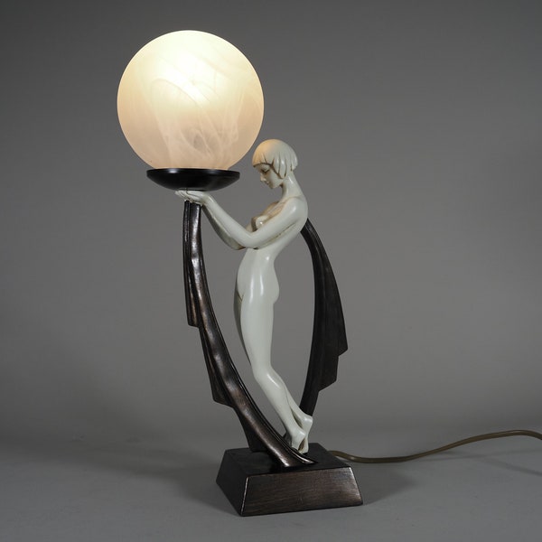Art Deco Vintage Table Lamp - Art Deco Sculpture for Home Decor & Gift