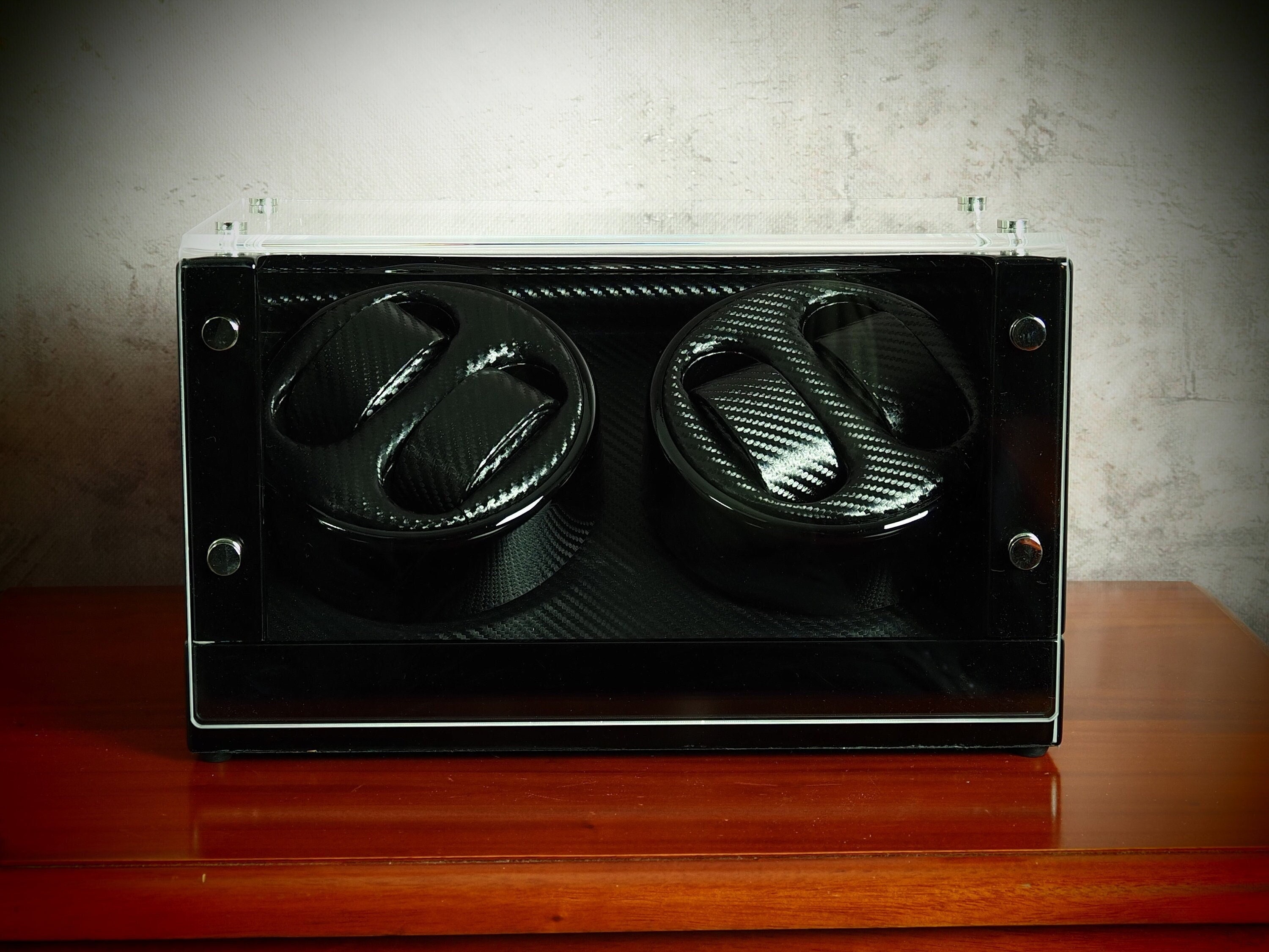 Exquisite Quadruple Carbon Watch Winder With Piano Lacquer Finish