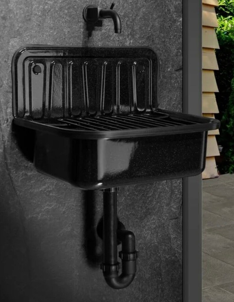 German Vintage Sink Farmhouse Sink Wallmounted Sink Black Etsy