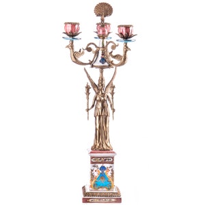 Tall Bronze Cherub Candle Holder Candlestick Putti Victorian