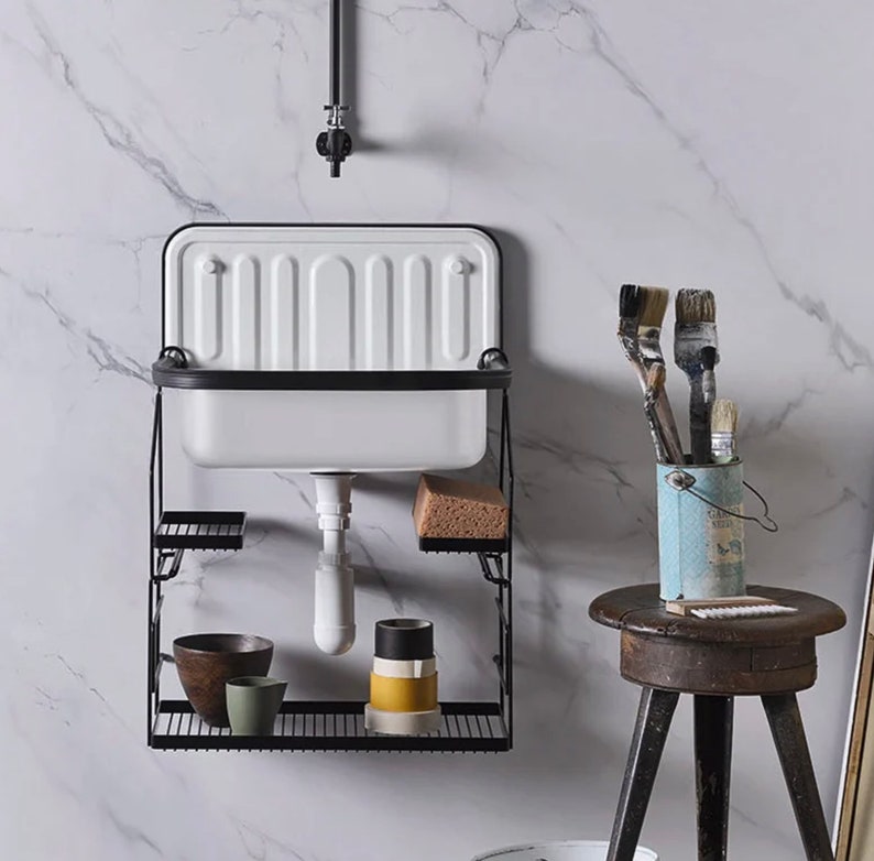 German Vintage Sink Farmhouse Sink Wallmounted Sink White Etsy