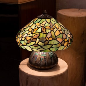 Elegant "Settle Down" Tiffany Glass Table Lamp With Butterfly Motif