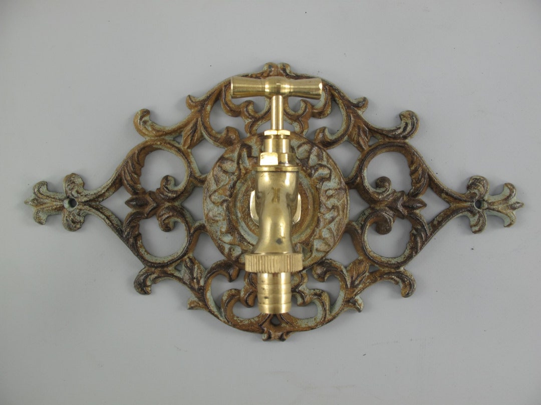 Faucet With Decorative Rosette Vintage Water Connection Garden Cast