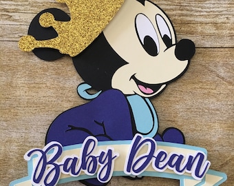 Prince Mickey Cake Topper: Baby Shower Decoration