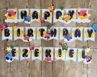 Kirby Birthday banner/Gamer birthday banner/Video Game Party