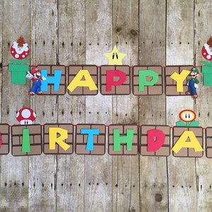 Mario Bros Banner/Marios bros birthday/mario bros theme/mario bros decorations/birthday banner/video game banner/super mario bros birthday zdjęcie 1