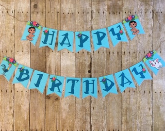 Baby Moana inspired birthday banner/moana theme/Moana Banner/Birthday banner/Moana party/Birthday decoration/Moana party