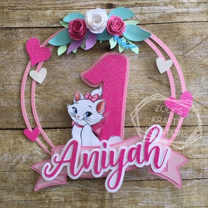 Marie Cat Cake Topper: Aristocats Inspired Floral Birthday Decor