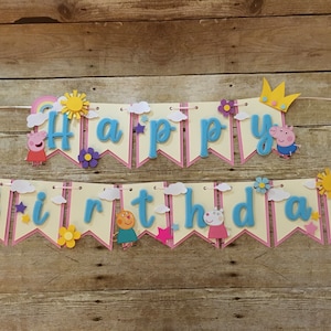 Pig theme birthday banner