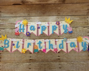 Pig theme birthday banner