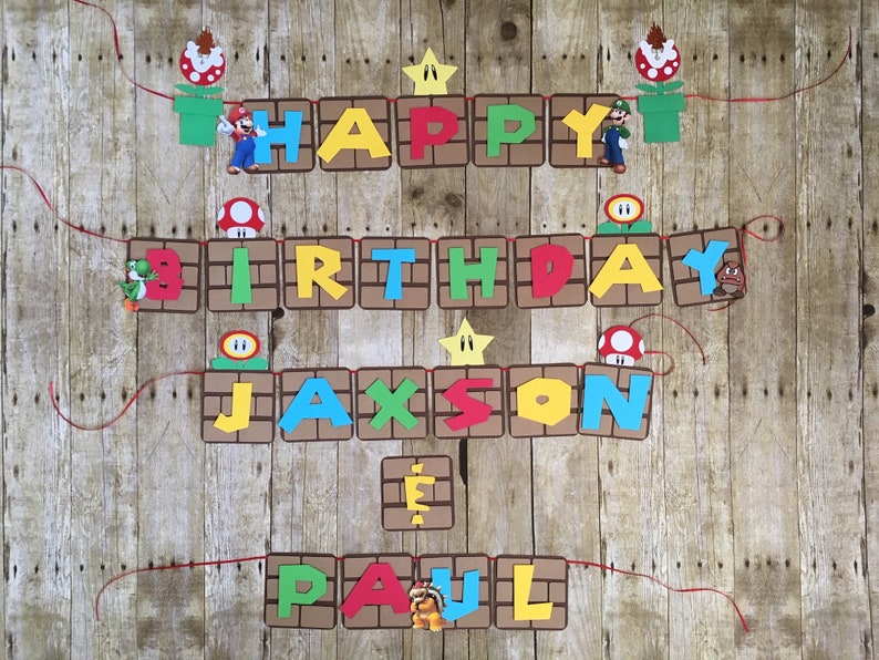 Mario Bros Banner/Marios bros birthday/mario bros theme/mario bros decorations/birthday banner/video game banner/super mario bros birthday image 5