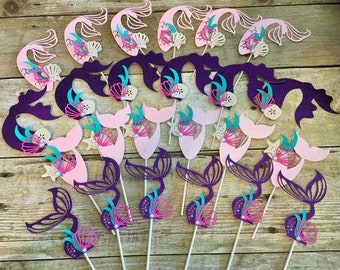 Mermaid Cupcake Toppers/mermaid party/mermaid theme/mermaid decorations/cupcake topper/mermaid toppers/mermaid birthday