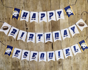 Chargers Football Birthday Banner/birthday banner/chargers party/football birthday/nfl birthday/football decor/football banner/football