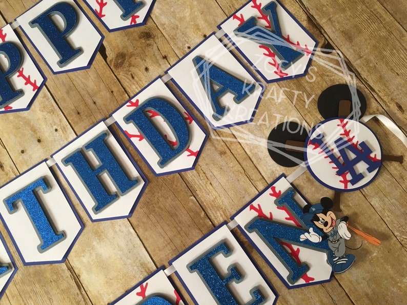 Dodgers Mickey Inspired Banner/birthday Banner/dodgers - Etsy