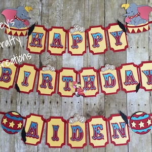 Dumbo birthday Banner/Dumbo banner/Dumbo Theme/Circus Theme/kids party/party ideas/Dumbo Birthday/birthday banner/