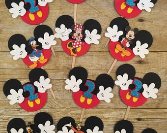 Mickey Mouse Cupcake toppers-12 pcs