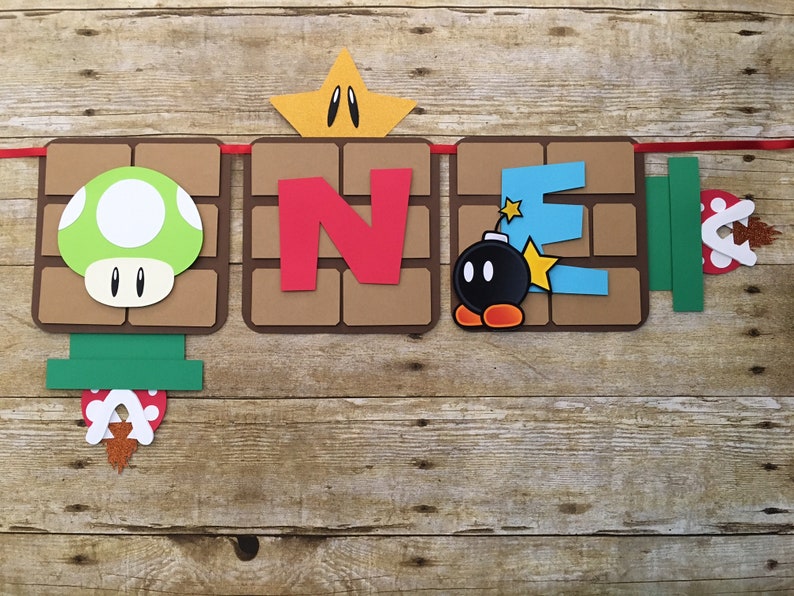 Mario Brothers Highchair Banner/Mario Brothers/Highchair banner/birthday banner image 1