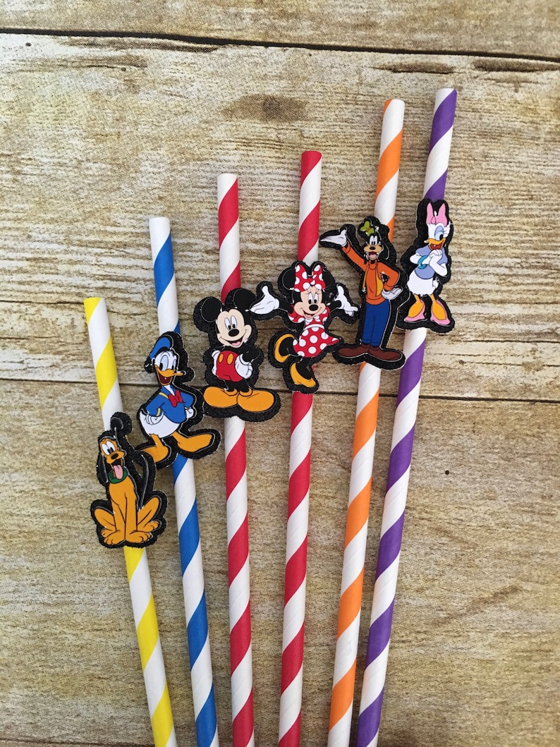 Mickey Mouse Clubhouse Paper Straws12pcs Etsy