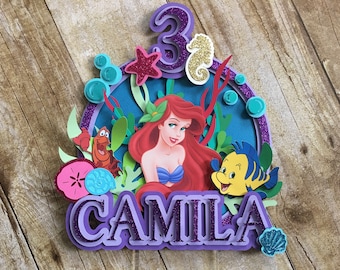 Little Mermaid Cake Topper: 3D Ariel Birthday Party Decor