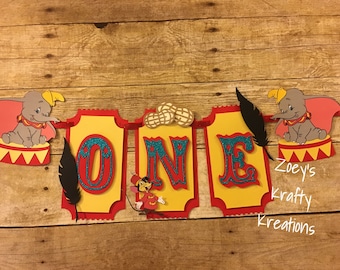 Dumbo highchair banner/Dumbo banner/highchair banner/dumbo/dumbo birthday/first birthday/dumbo theme/dumbo party/ circus theme/dumbo decor