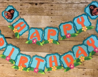 Moana Birthday Party Banner: Tropical Theme Decorations