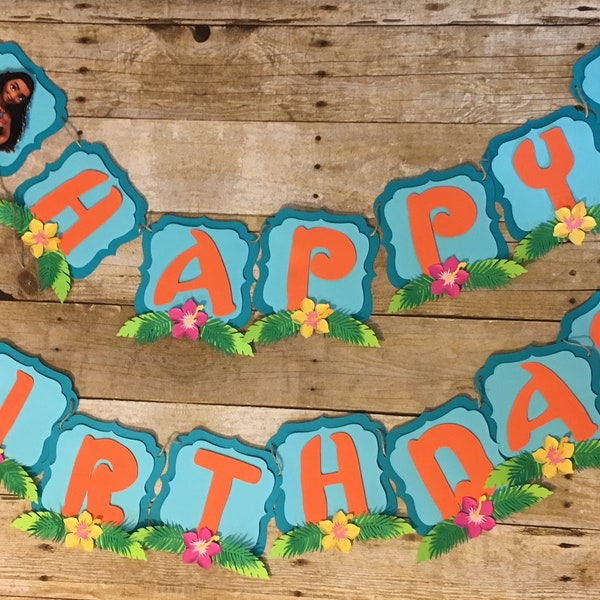 Moana Birthday Party Banner: Tropical Theme Decorations