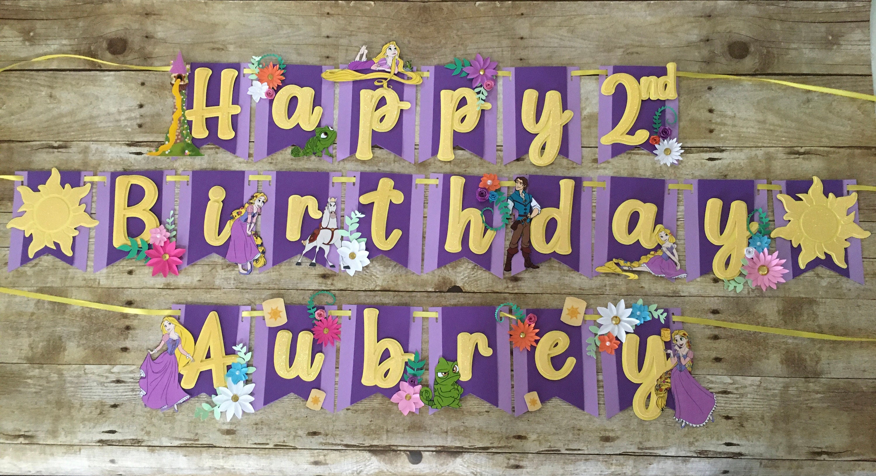 Personalized Rapunzel Birthday Banner - Kids Party Decoration With Custom Text