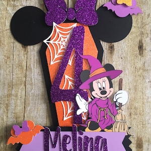 Minnie Mouse Witch Cake Topper: Halloween Birthday Party Decor