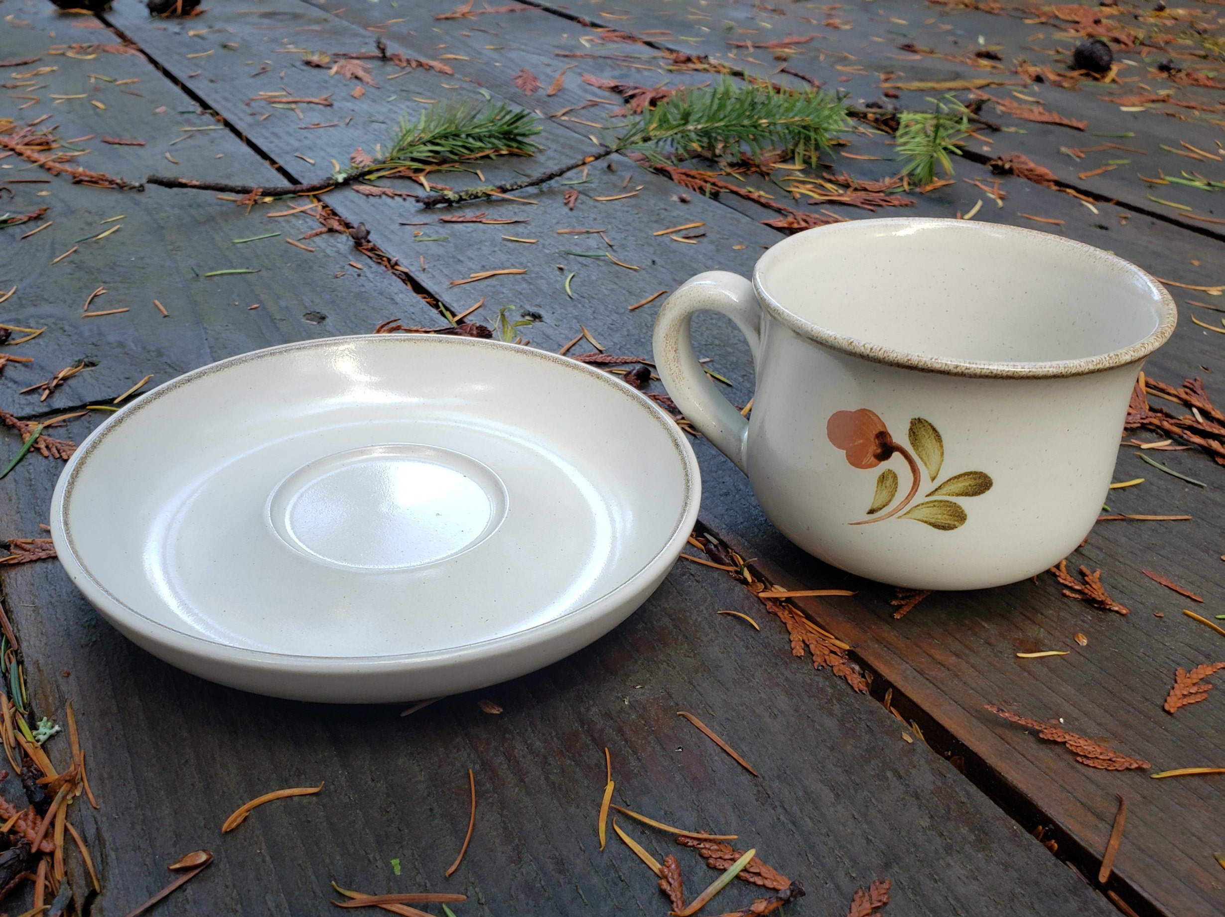 Vintage Denby Stoneware Cups and Saucers Hand Painted Etsy