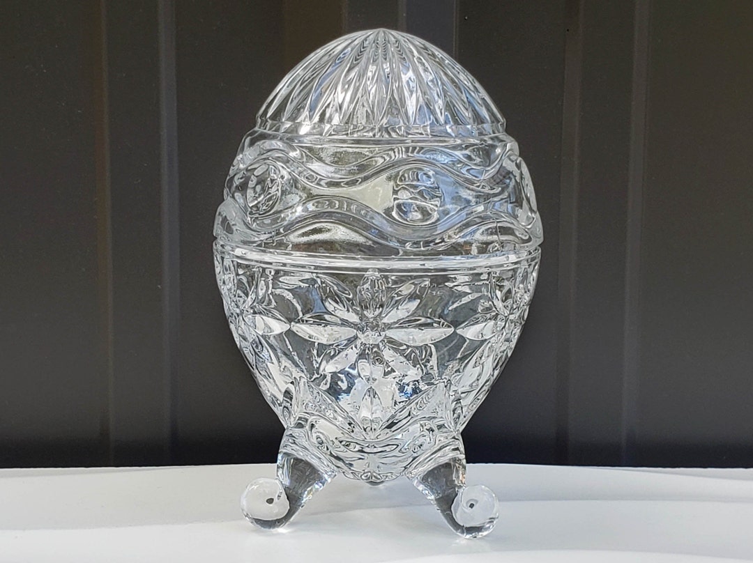 1960's Xandra Bohemian Crystal Egg Candy Dish Lidded Etsy