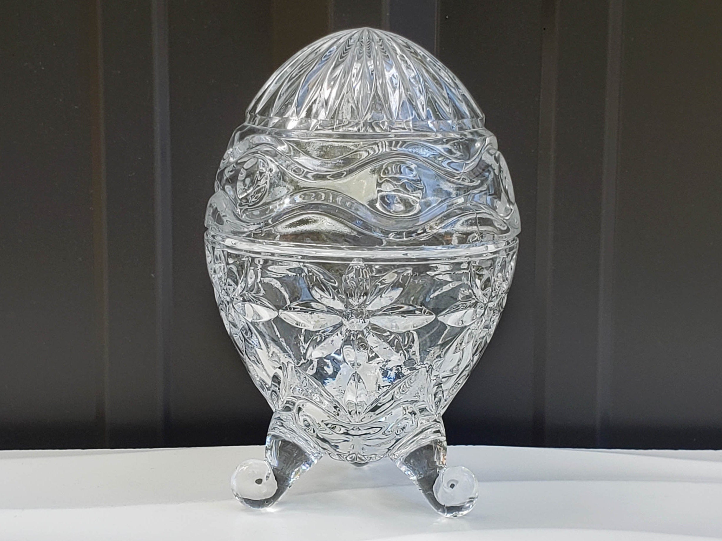 1960's Xandra Bohemian Crystal Egg Candy Dish Lidded Etsy