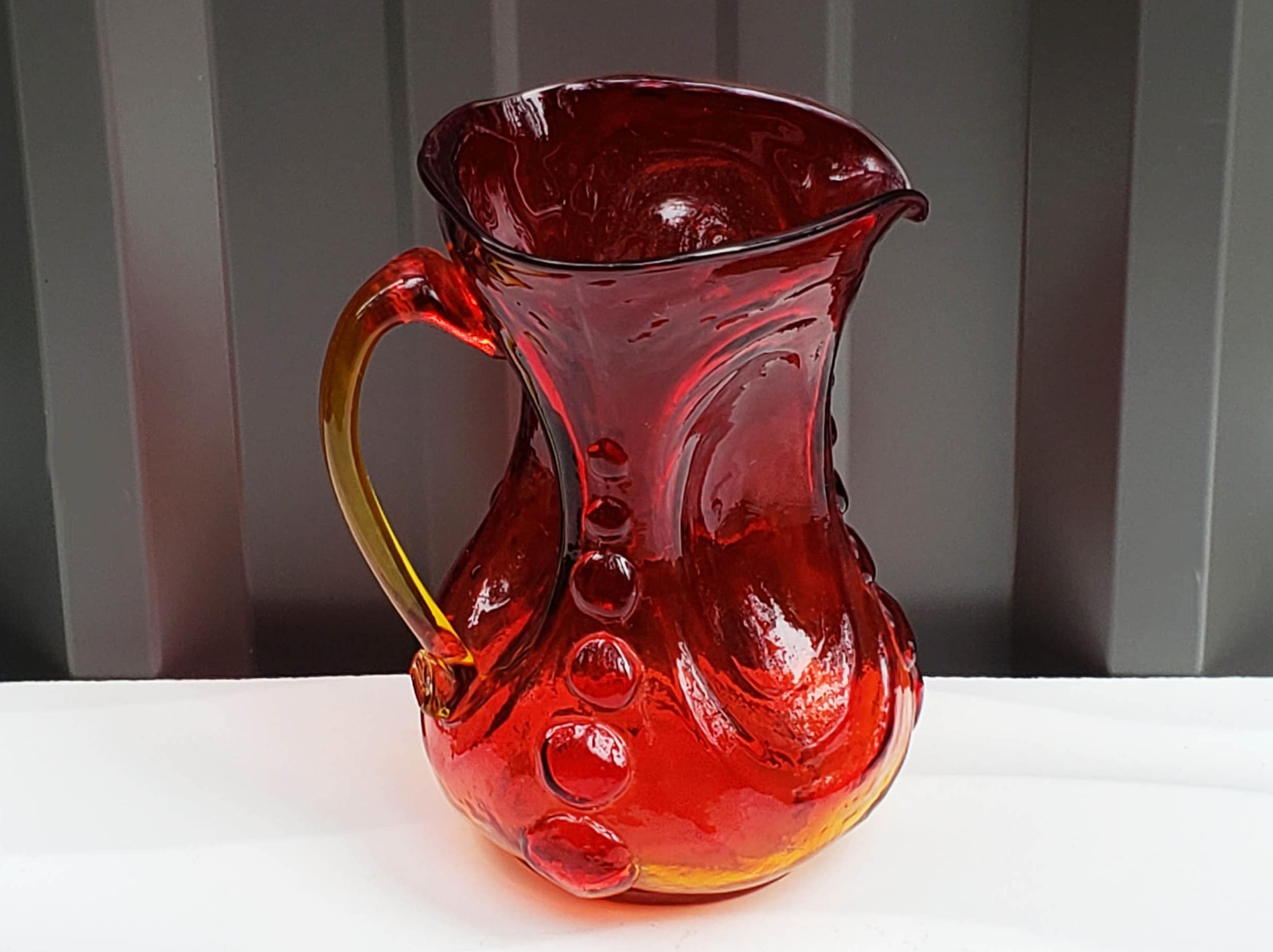 Vintage Amberina Glass Pitcher Hand Blown Art Glass Kanawha Glass Company  West Virginia USA -  Finland