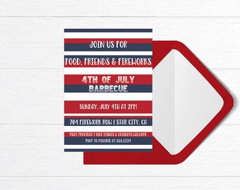 food friends fireworks 4th of july barbecue invite july 4th etsy