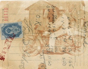 Lumber Merchant Receipt Collage // Vintage Motorcycle with Dog // Mail Art Collage // Modern Decor // Digital Download