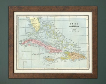 Vintage Printable Map | Cuba and Bahamas | 1890s | Downloadable Prints