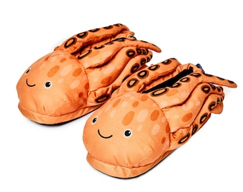 Coddies Pantoufles Octopus – Chaussons amusants en peluche pour hommes, femmes et enfants – Cadeau fantaisie et idée cadeau Gag