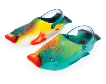 Coddies Fish Clogs | Sporty Bass Fish Flip Flops with Back Strap | The Ultimate in Ugly Shoes | Fish Sandals for Men & Women