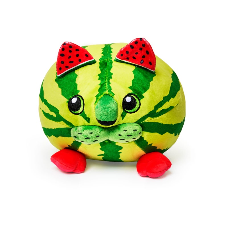 Peluche chat pastèque Coddies - peluche chat pastèque 25 cm - cadeau pour elle, cadeau pour lui image 1