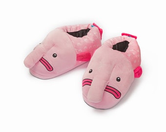 Pantoufles Blobfish Coddies | Pantoufles en forme de poisson, cadeau amusant, chaussons en peluche, poignée antidérapante | Hommes, femmes et enfants