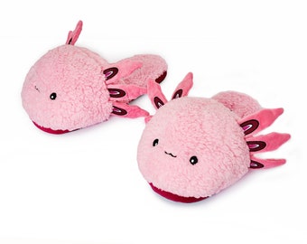 Coddies Axolotl Pantoufles en peluche - Chaussures amusantes et confortables pour les animaux de compagnie pour femmes, hommes et enfants - Adorable cadeau fantaisie et bâillon