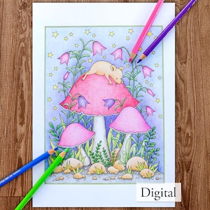 Printable Digital Coloring Page for Grownups, WOODLAND ANIMALS, Hand Drawn Adult Coloring Page Download, Alexandra Dannenmann