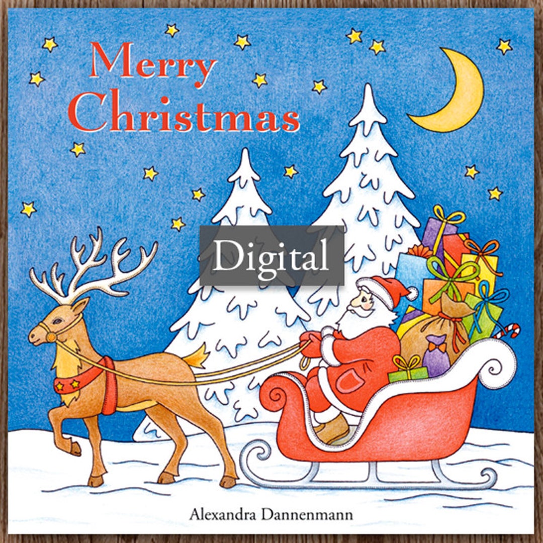 Printable Digital Coloring Book for Grownups, MERRY CHRISTMAS, Adult