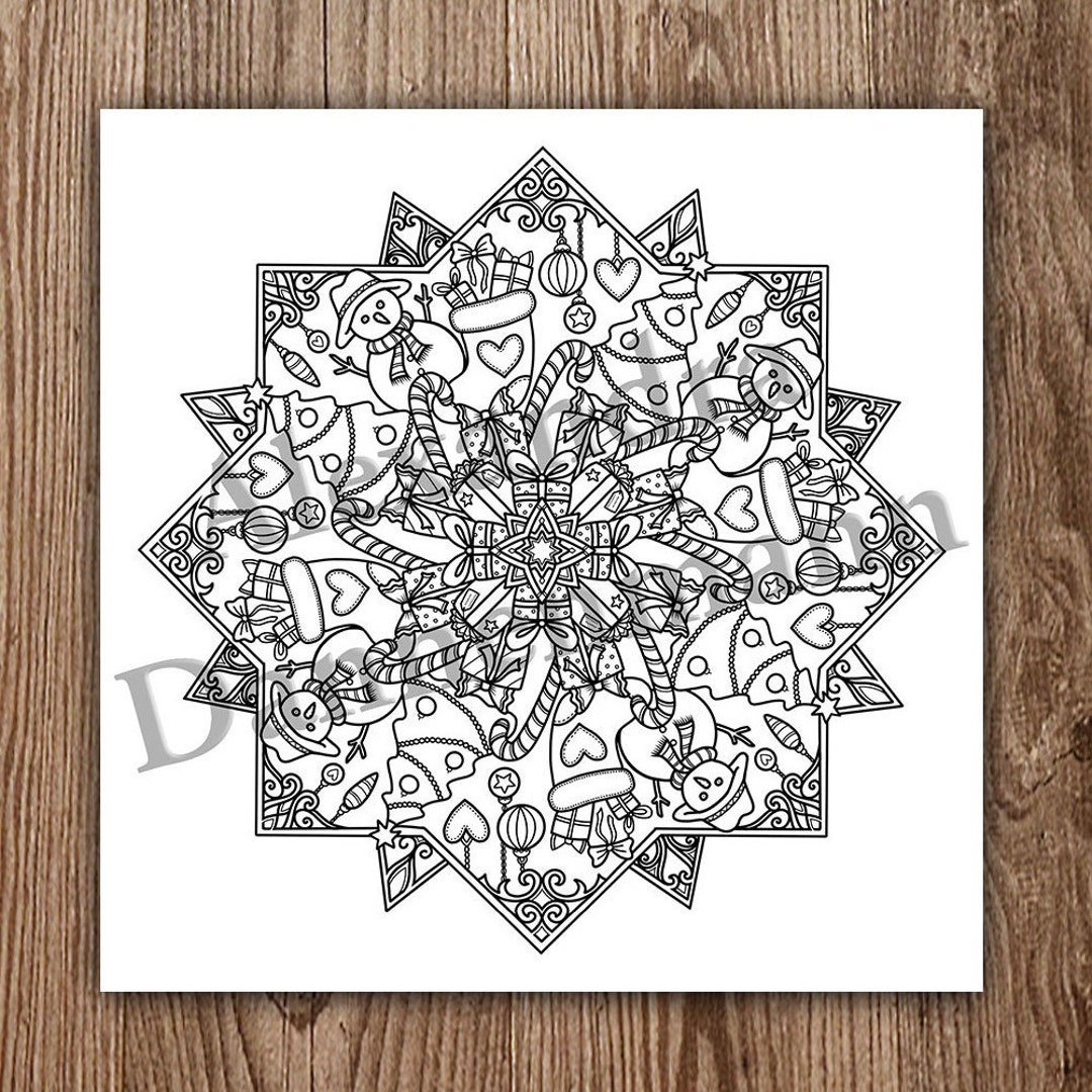 Printable Digital Coloring Page for Grownups MERRY CHRISTMAS - Etsy UK