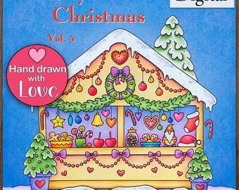 Printable Digital Coloring Book for Grownups, MERRY CHRISTMAS - Volume 4, Hand Drawn Adult Coloring Pages Download, Alexandra Dannenmann