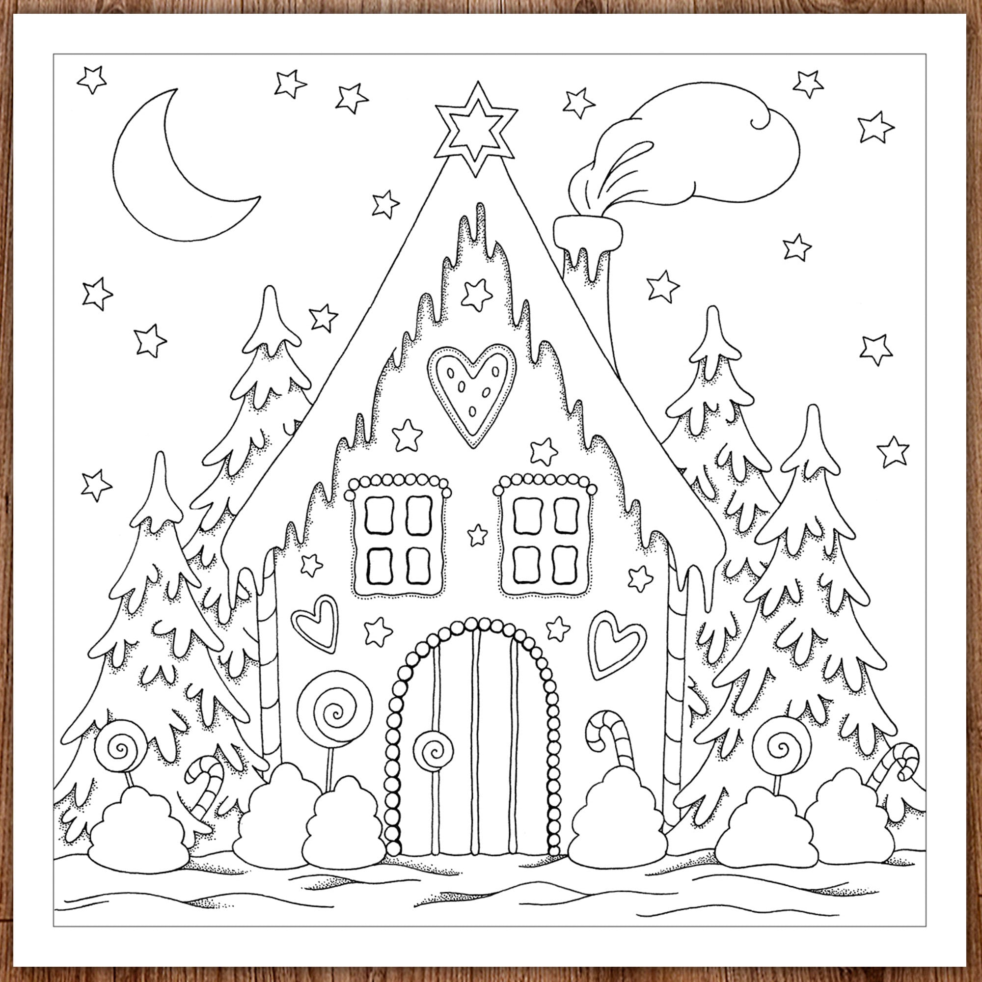 Printable Digital Coloring Page for Grownups, MERRY CHRISTMAS Volume 1, Hand Drawn Adult Coloring Page Download, Alexandra Dannenmann - Etsy