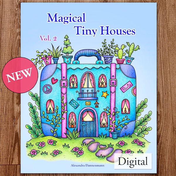 Printable Adult Coloring Book, Magical Tiny Houses - Vol. 2, Digital Coloring Pages Hand Drawn Coloring Pages Download, Alexandra Dannenmann