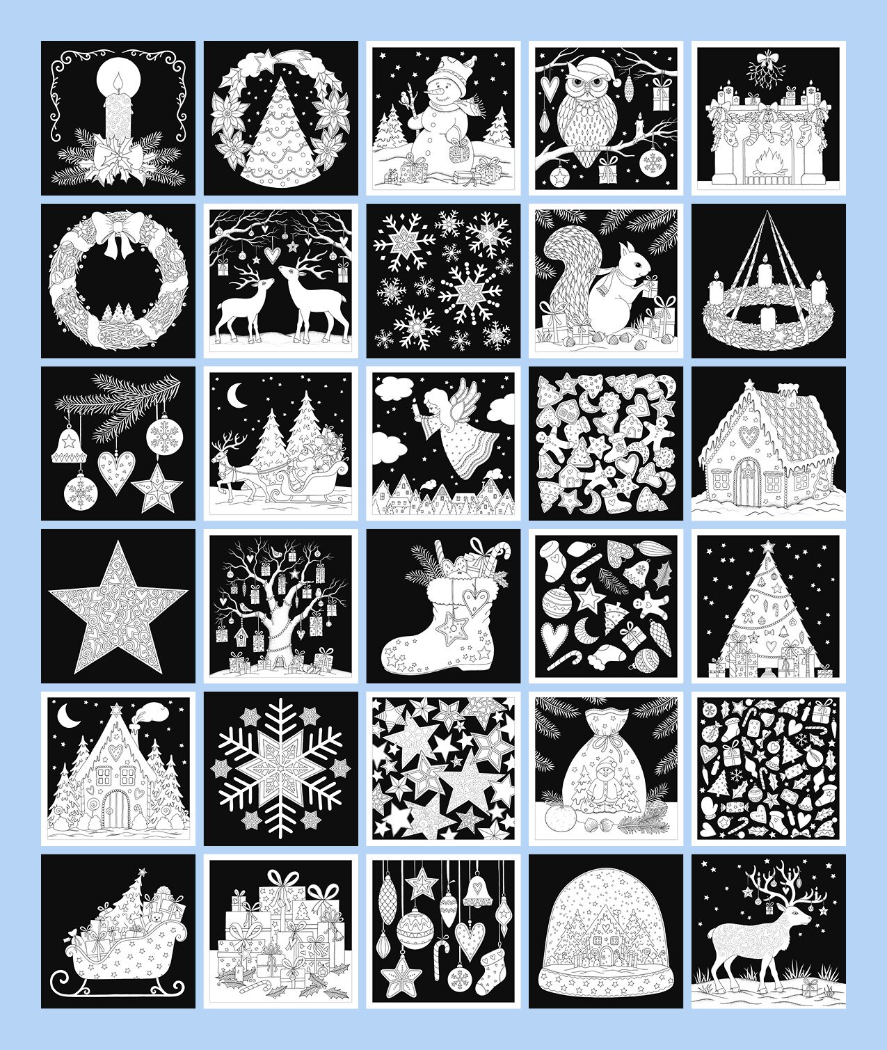 Printable Digital Coloring Book for Grownups MERRY CHRISTMAS | Etsy