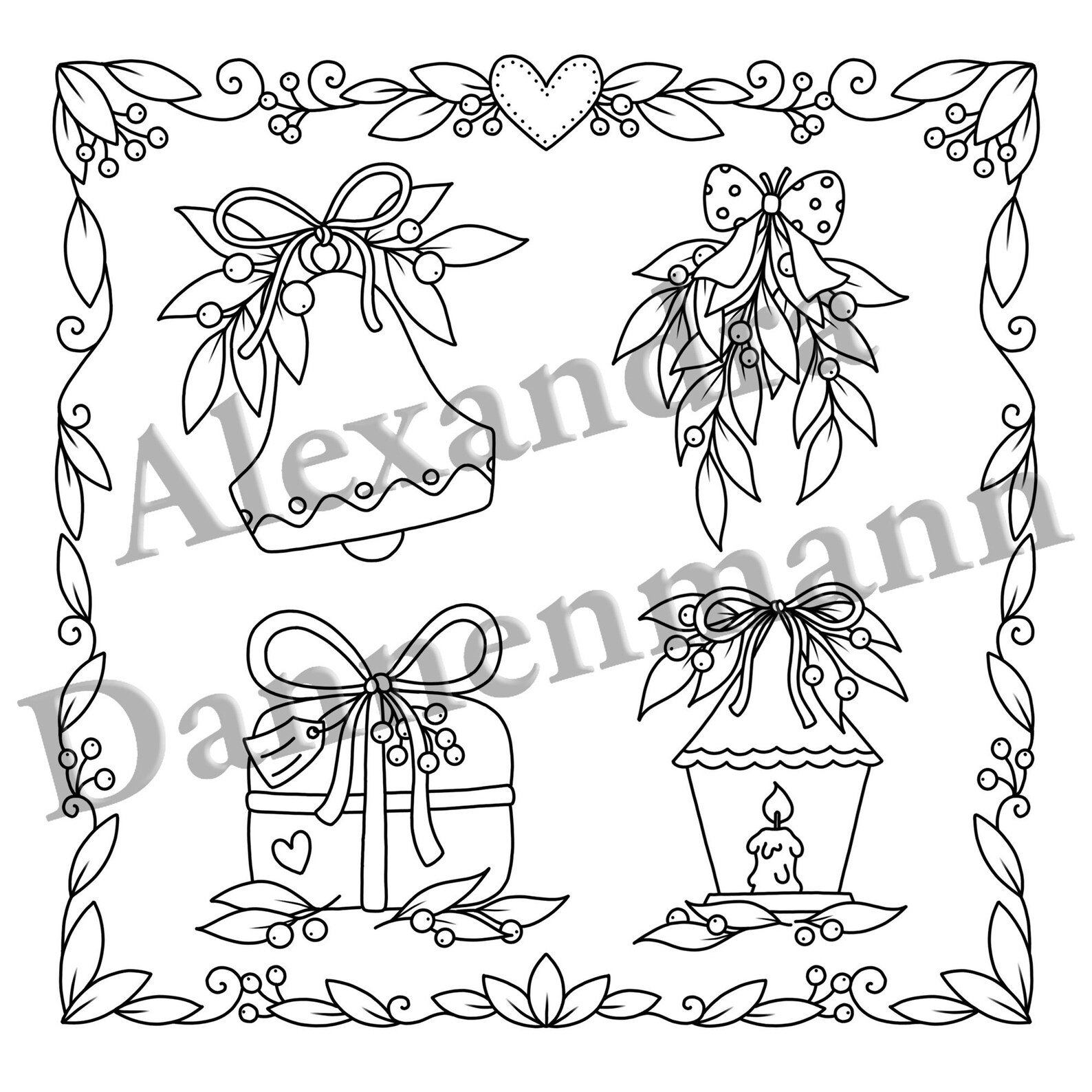 Alexandra Color In Printable Digital Coloring Book for Grownups, MERRY CHRISTMAS - Volume ...